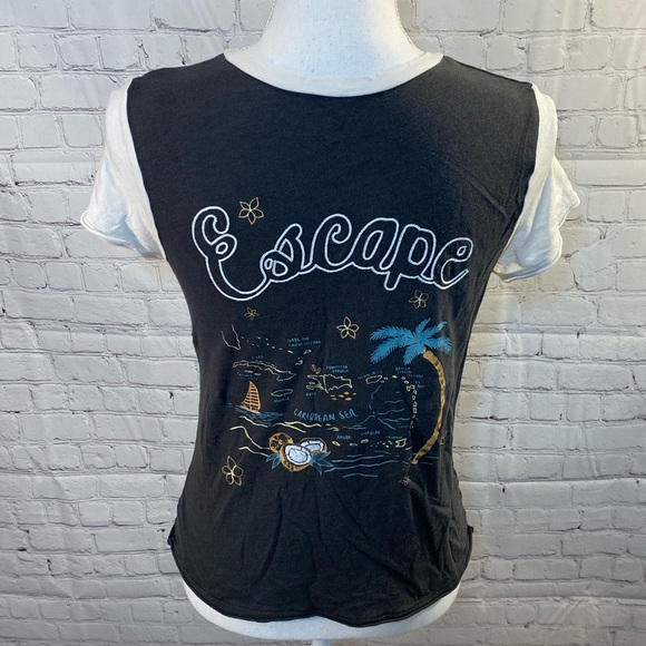 AMERICAN EAGLE T-Shirt Tropical Themed Distressed-Small - Picture 1 of 4